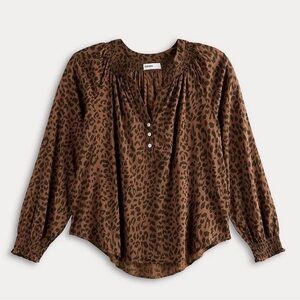 Sonoma Animal Print Brown Blouse- XL
